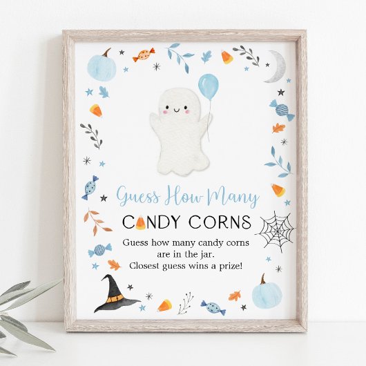 Blue Ghost Halloween Guess Wie viele Spiel Poster