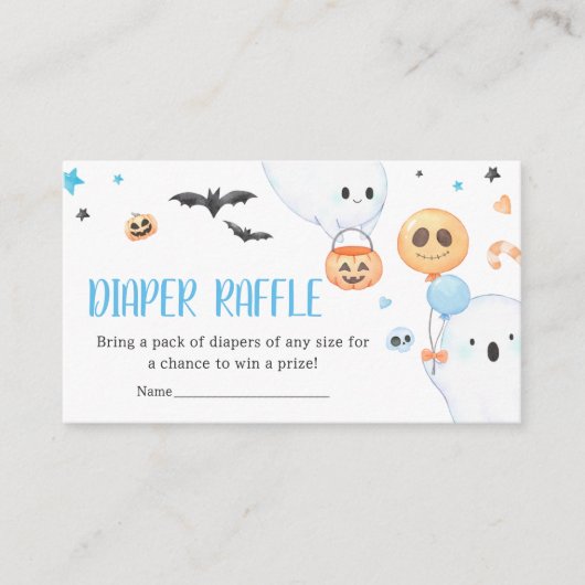 Blue Ghost Halloween Little Boo Diaper Raffle Begleitkarte (Vorderseite)