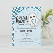 Blue Ghost Little Boo ist fast die richtige Baby D Einladung (Stehend Vorderseite)
