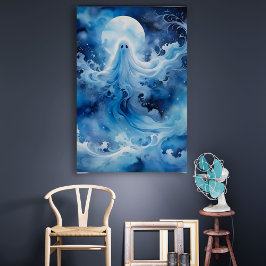 Blue Ghosted Abbildung mit Moon Poster