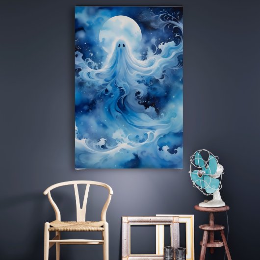 Blue Ghosted Abbildung mit Moon Poster