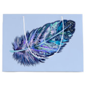 Blue Gift Bag mit Feder - individuell anpassbar Große Geschenktüte (Vorderseite)