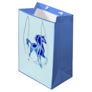 Blue Gift Bag mit Pferd - individuell anpassbar Mittlere Geschenktüte