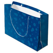 Blue gift bag with white polka dots große geschenktüte (Rückseite Schrägansicht)