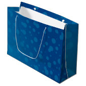 Blue gift bag with white polka dots große geschenktüte (Vorderseite Schrägansicht)