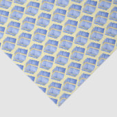 Blue Gift Box With Yellow Ribbon Tissue Paper Seidenpapier (Detail)