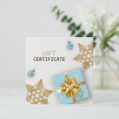 Blue Gift Gold Snowflakes Weihnachtsball Geschenkk (Stehend Vorderseite)