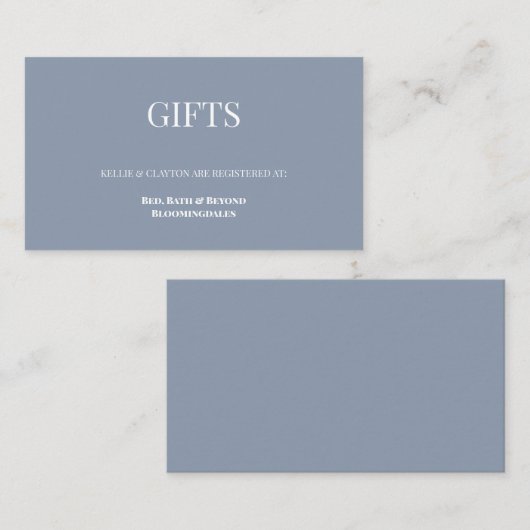 Blue Gift Registry Enclosure Card Begleitkarte (Vorne/Hinten)