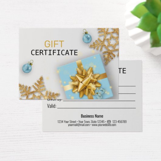 Blue Gift Weihnachts Ball Gold Snowflakes Geschenk (Schreibtisch)