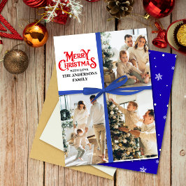 Blue Gift Wrapped Family Foto Collage Weihnachten