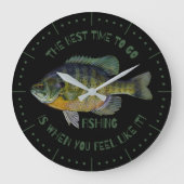 Blue Gill Beste Zeit fischen Große Wanduhr (Vorderseite)