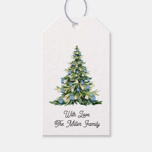 Blue Ginger Jar Christmas Tree Geschenkanhänger (Vorderseite)