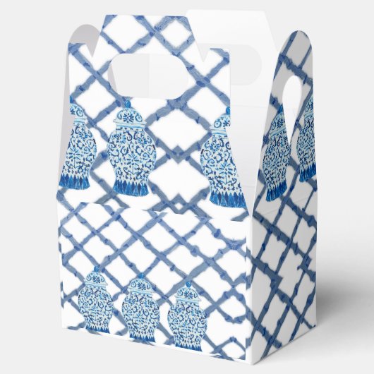 Blue Ginger Jar Jars Ribbon Gastgeschenk Box Geschenkschachtel (Geöffnet)