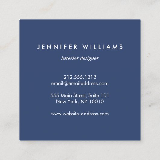 Blue Ginger Jar Potterie Logo Designer Blau/Weiß Quadratische Visitenkarte (Rückseite)