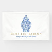 Blue Ginger Jar Potterie Logo Designer Weiß/Blau Banner (Horizontal)