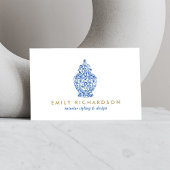 Blue Ginger Jar Potterie Logo Designer Weiß/Blau Visitenkarte