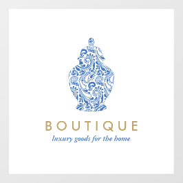 Blue Ginger Jar Pottery Logo Boutique Designer Fensteraufkleber