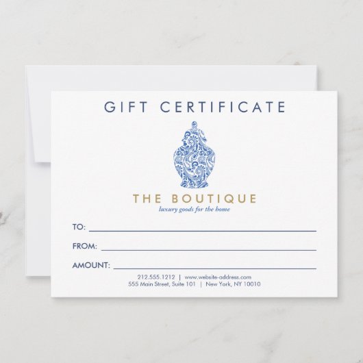 Blue Ginger Jar Pottery Logo Geschenkgutschein (Vorderseite)