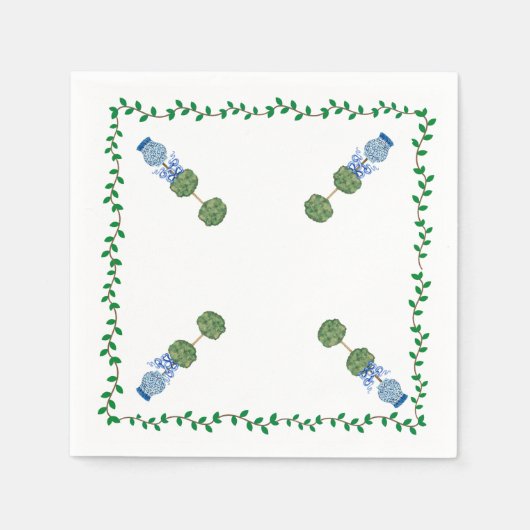 Blue Ginger Jars Jar Topiary Vine Cloud Napkin Serviette (Vorderseite)