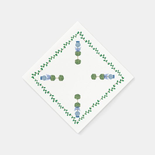 Blue Ginger Jars Jar Topiary Vine Cloud Napkin Serviette (Ecke)