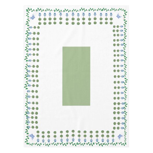 Blue Ginger Jars Jar Topiary Vine Tablecloth Tischdecke (Vorderseite)