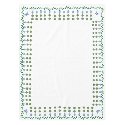 Blue Ginger Jars Jar Topiary Vine Tischdecke (Vorderseite)