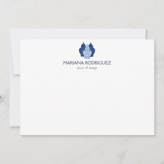 Blue Ginger Jars Pottery Elegant Flat Notecard Mitteilungskarte (Vorderseite)