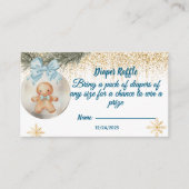 blue Gingerbread boy in  Bauble  Diaper raffle Begleitkarte (Vorderseite)