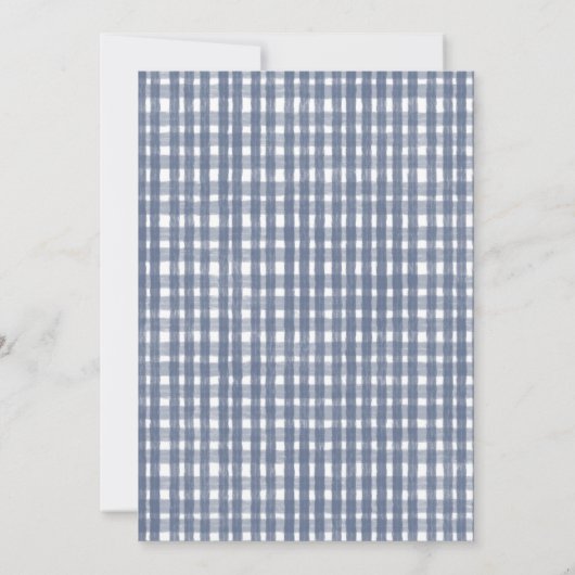 Blue Gingerbread Gingham Christmas Einladung (Rückseite)