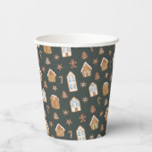 Blue Gingerbread House Pattern Baby Shower Pappbecher (Rückseite)