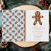Blue Gingerbread Man Cookie Exchange Weihnachten Einladung