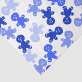 Blue Gingerbread Man Pattern on White Seidenpapier (Ausschnitt)
