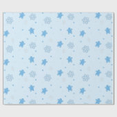 Blue Gingerbread Man Snowflakes Weihnachtsmuster Geschenkpapier (Flach)