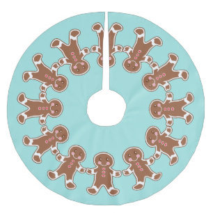 Blue Gingerbread Niedliches Weihnachtsdekor Tree S Polyester Weihnachtsbaumdecke