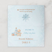 Blue Gingerbrot Boy Christmas Baby Shower Zent Platzkarte (Außenseite Aufgefaltet)