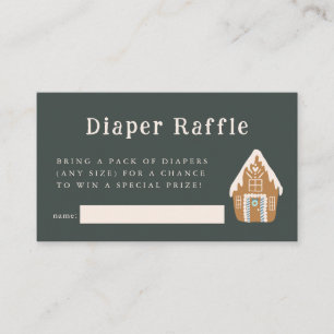 Blue Gingerbrot House Diaper Raffle Ticket Begleitkarte