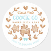 Blue Gingerbrot Weihnachtskekse Exchange Runder Aufkleber (Vorderseite)