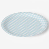 Blue Gingham 1 Pappteller (Schrägansicht)