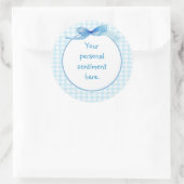 Blue Gingham 2 Runder Aufkleber (Tasche)