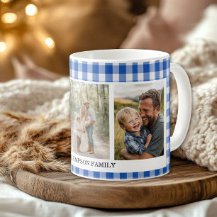 Blue Gingham 3 Foto Kaffeetasse