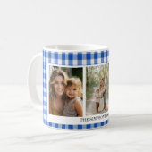 Blue Gingham 3 Foto Kaffeetasse (Vorderseite Links)