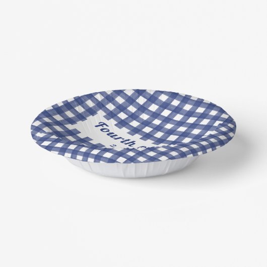 Blue Gingham 4. Juli Red White und Blue Pappteller (Gewinkelt)