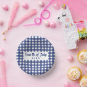Blue Gingham 4. Juli Red White und Blue Pappteller (Party)