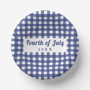 Blue Gingham 4. Juli Red White und Blue Pappteller