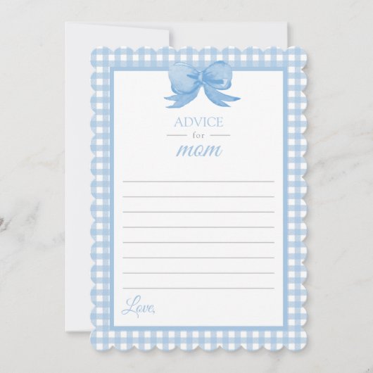 Blue Gingham Advice for Mama Baby Shower Stationar Einladung (Vorderseite)