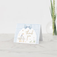 Blue Gingham Albern Gänse Baby Dusche