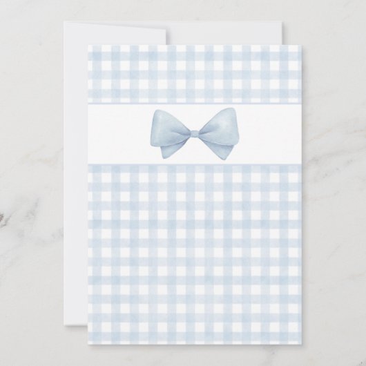 Blue Gingham Albern Gänse Baby Dusche Einladung (Rückseite)