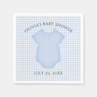 Blue Gingham Baby Boy Bodysuit Baby Dusche