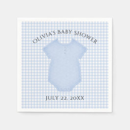 Blue Gingham Baby Boy Bodysuit Baby Dusche Serviette