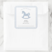 Blue Gingham Baby Boy Buchzeichen Quadratischer Aufkleber (Tasche)